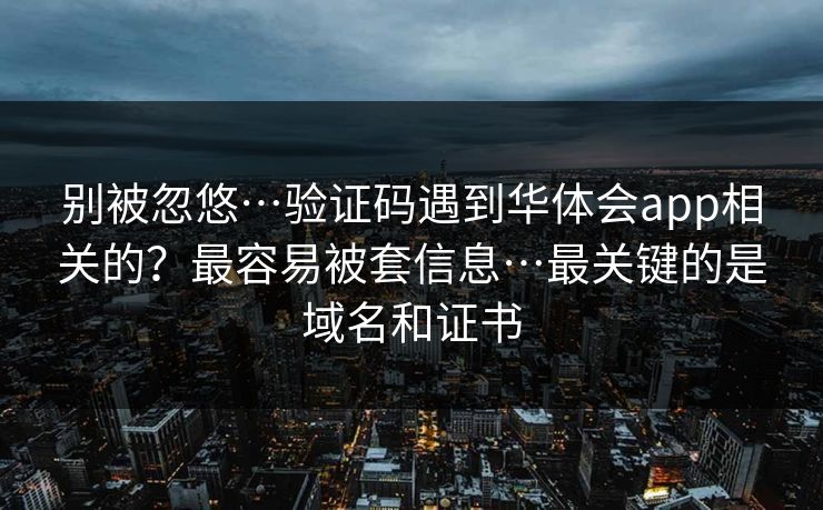 别被忽悠…验证码遇到华体会app相关的？最容易被套信息…最关键的是域名和证书