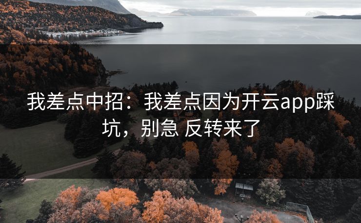 我差点中招：我差点因为开云app踩坑，别急 反转来了
