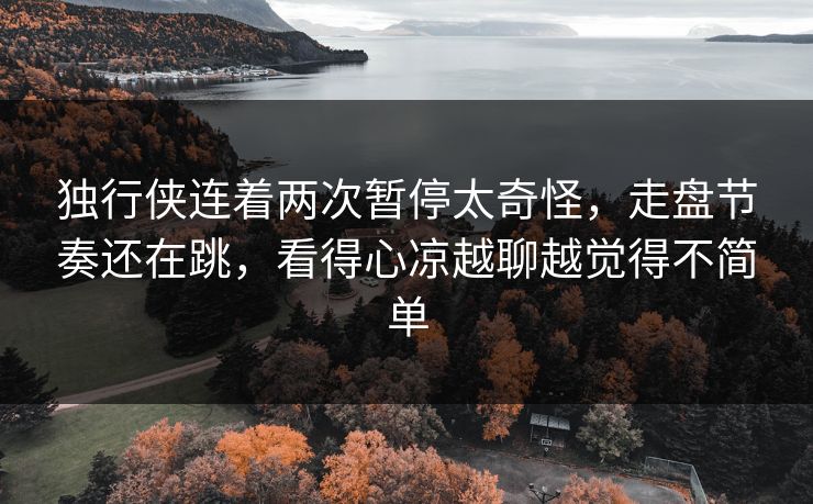 独行侠连着两次暂停太奇怪，走盘节奏还在跳，看得心凉越聊越觉得不简单