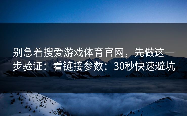 别急着搜爱游戏体育官网，先做这一步验证：看链接参数：30秒快速避坑